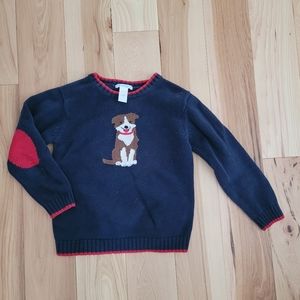 JANIE and JACK Sweater Boys Size 6 Puppy Dog Navy Red